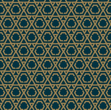 Soyut seamless modeli, vektör seamless modeli. Geometrik süsleme yinelenen. Lüks altın mavi renk