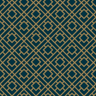 Çizgileri, eşkenar dörtgenleri ve kusursuz vektör arkaplanı olan soyut geometrik desen. Mavi-siyah ve altın rengi
