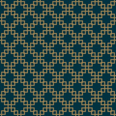 Soyut seamless modeli, vektör seamless modeli. Geometrik süsleme yinelenen. Lüks altın mavi renk