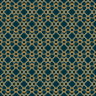 Soyut seamless modeli, vektör seamless modeli. Geometrik süsleme yinelenen. Lüks altın mavi renk