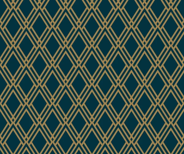 Çizgileri, eşkenar dörtgenleri ve kusursuz vektör arkaplanı olan soyut geometrik desen. Mavi-siyah ve altın rengi