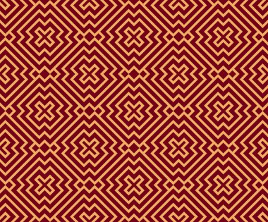 Sorunsuz vektör süsleme. Modern şık geometrik Doğrusal model altın rengi ile