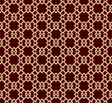 Kesintisiz geometrik çizgi deseni. Çağdaş grafik tasarım. Sonsuz doğrusal doku duvar kağıdı, desen dolgularını, web sayfası satır arkaplanı için. Tek renkli altın kırmızı geometrik süsleme
