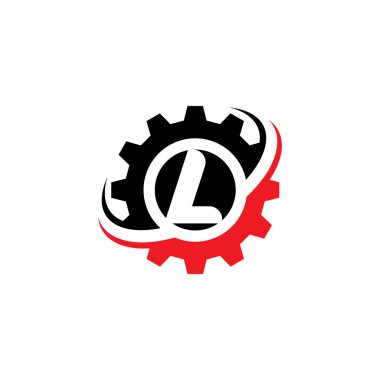 L harfi dişli Logo tasarım şablonu