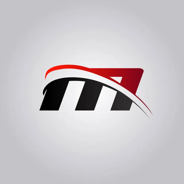 Logotipo Inicial Letra Com Swoosh Colorido Vermelho Preto — Vetor de Stock