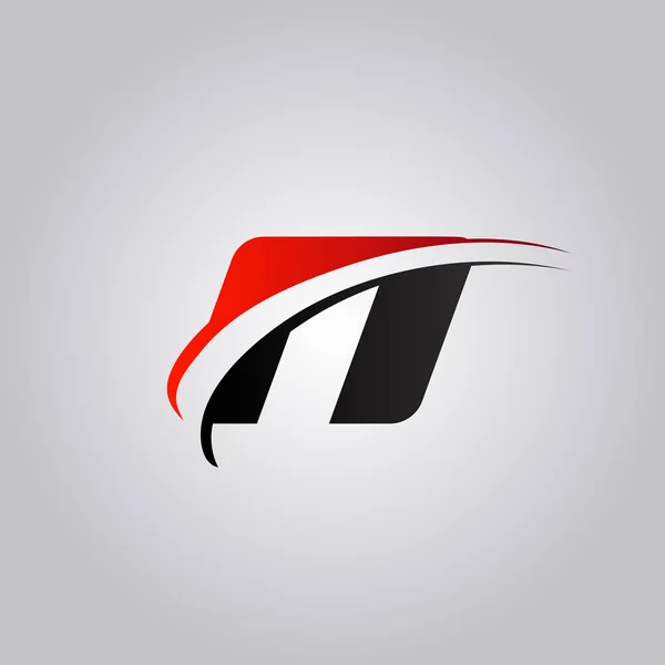 Logotipo Inicial Carta Com Swoosh Colorido Vermelho Preto — Vetor de Stock