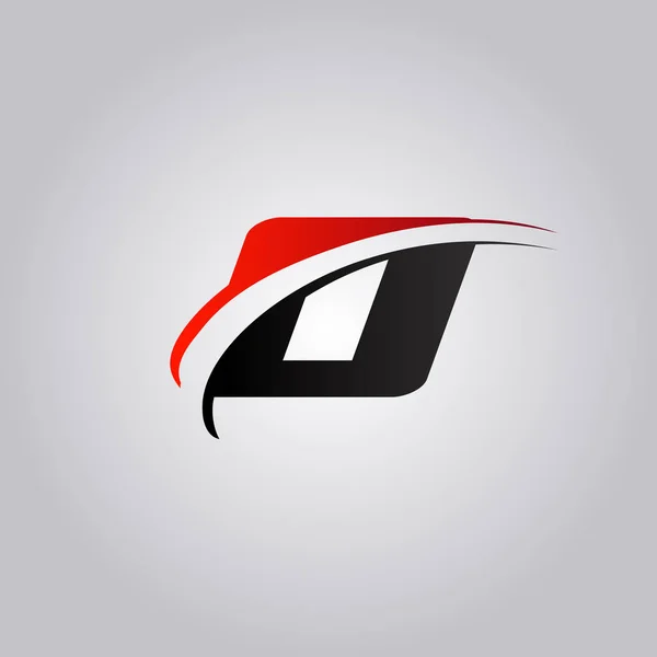 Logotipo Inicial Letra Com Swoosh Colorido Vermelho Preto —  Vetores de Stock