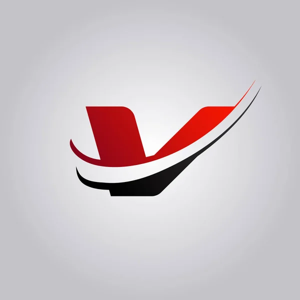 Počáteční Písmeno Logo Swoosh Barvy Červená Černá — Stockový vektor