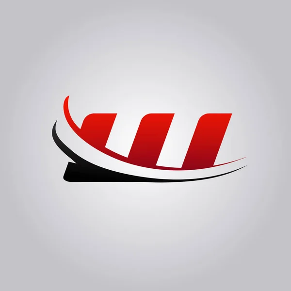 Logotipo Inicial Letra Com Swoosh Colorido Vermelho Preto — Vetor de Stock