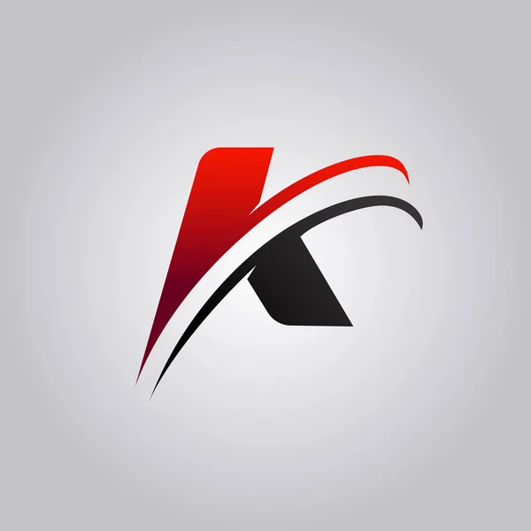 Inicial Letra Logo Con Swoosh Color Rojo Negro — Vector de stock
