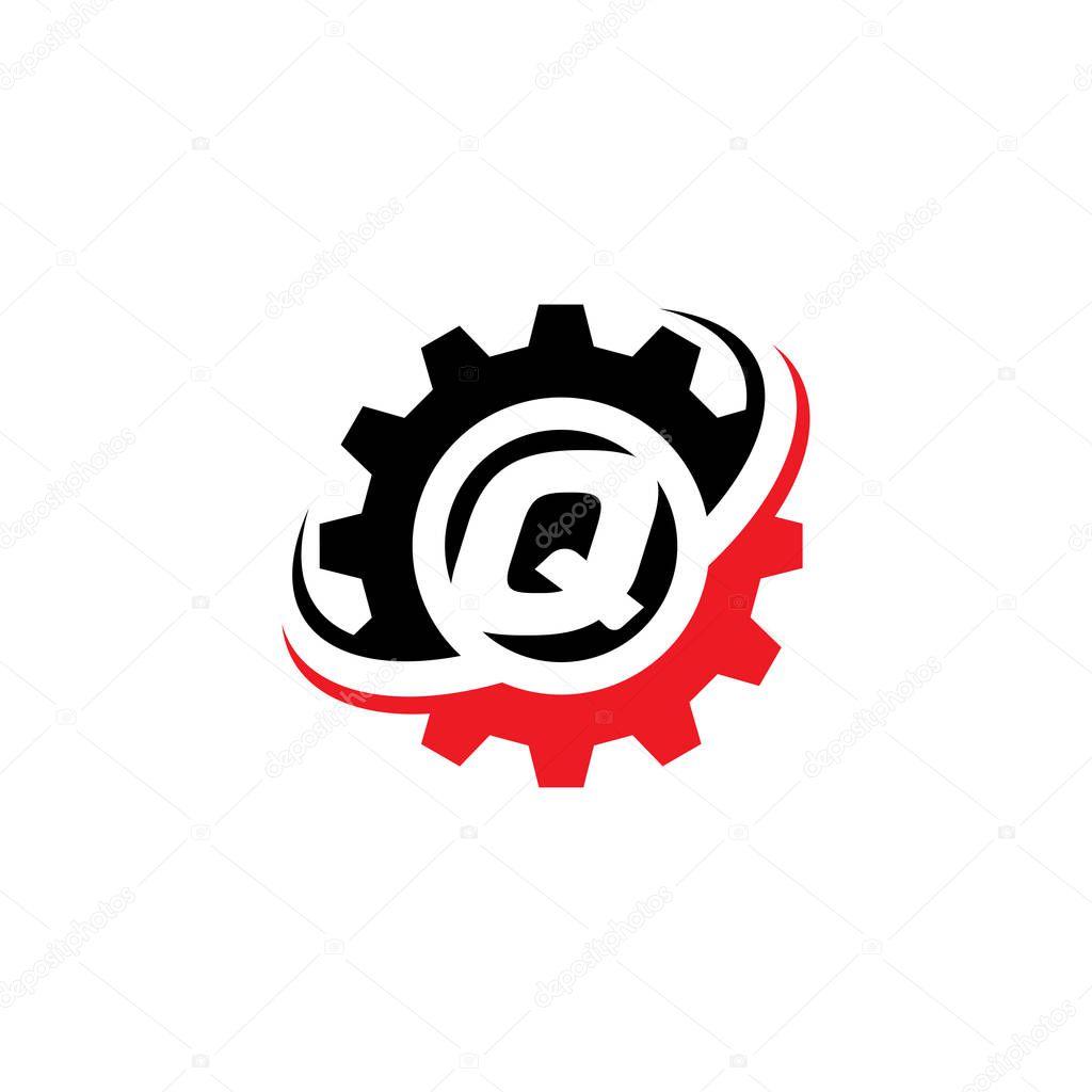 Letter Q Gear Logo Design Template