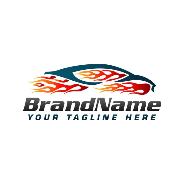 Élément Conception Voiture Flamme Brûlante Auto Vitesse Performance Logo Ddesign — Image vectorielle
