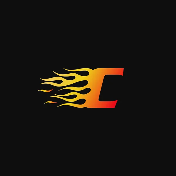 Mektup Yanan Alev Logo Tasarım Şablonu — Stok Vektör