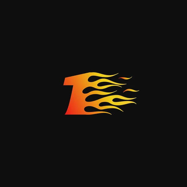 Nummer Burning Flame Logo Designmall — Stock vektor