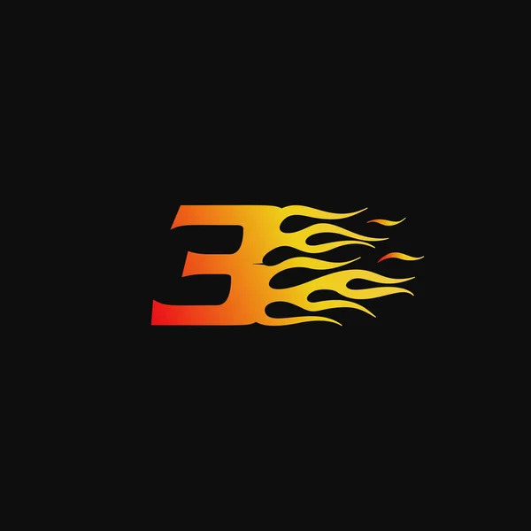 Nummer Burning Flame Logo Designmall — Stock vektor