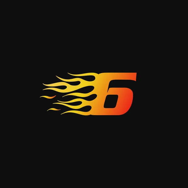 Nummer Burning Flame Logo Designmall — Stock vektor