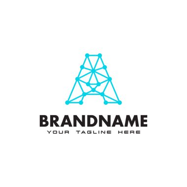 Harf A nokta ağ bağlantısı logo tasarım şablonu