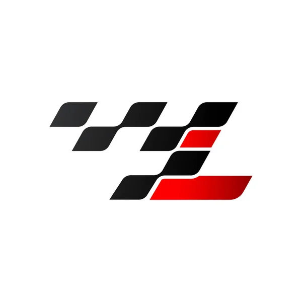 レース旗のロゴと文字 — ストックベクタ