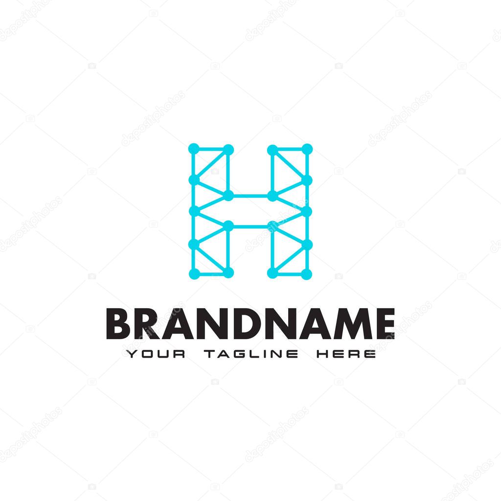 Letter H dot network connection logo Design Template