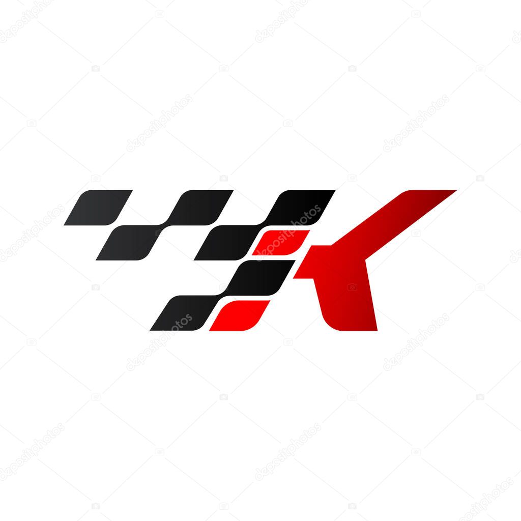Letter K with racing flag logo