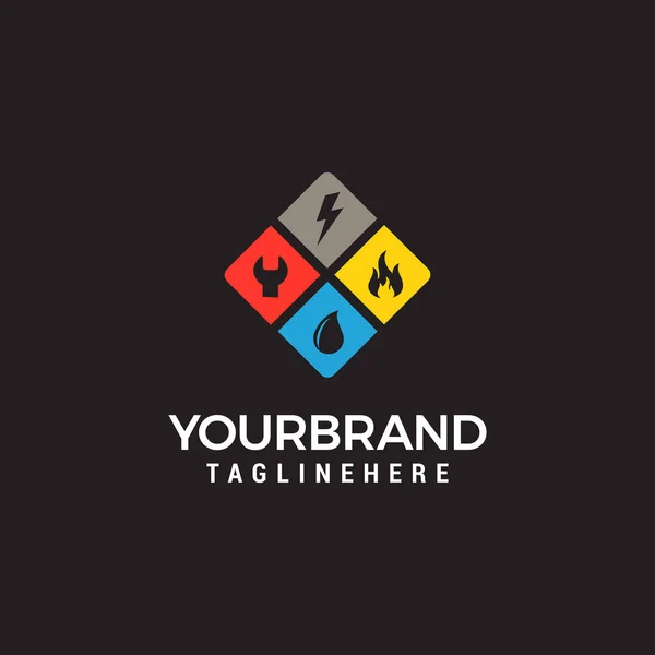 Ev Hizmetleri logo, yangın, sıhhi tesisat, elektrik