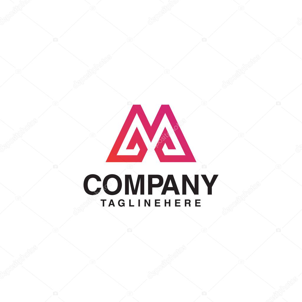 Creative simple elegant fashion brand connected black and white color M MM initial based letter icon logo