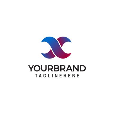 X harfi logo tasarım şablonu elementleri