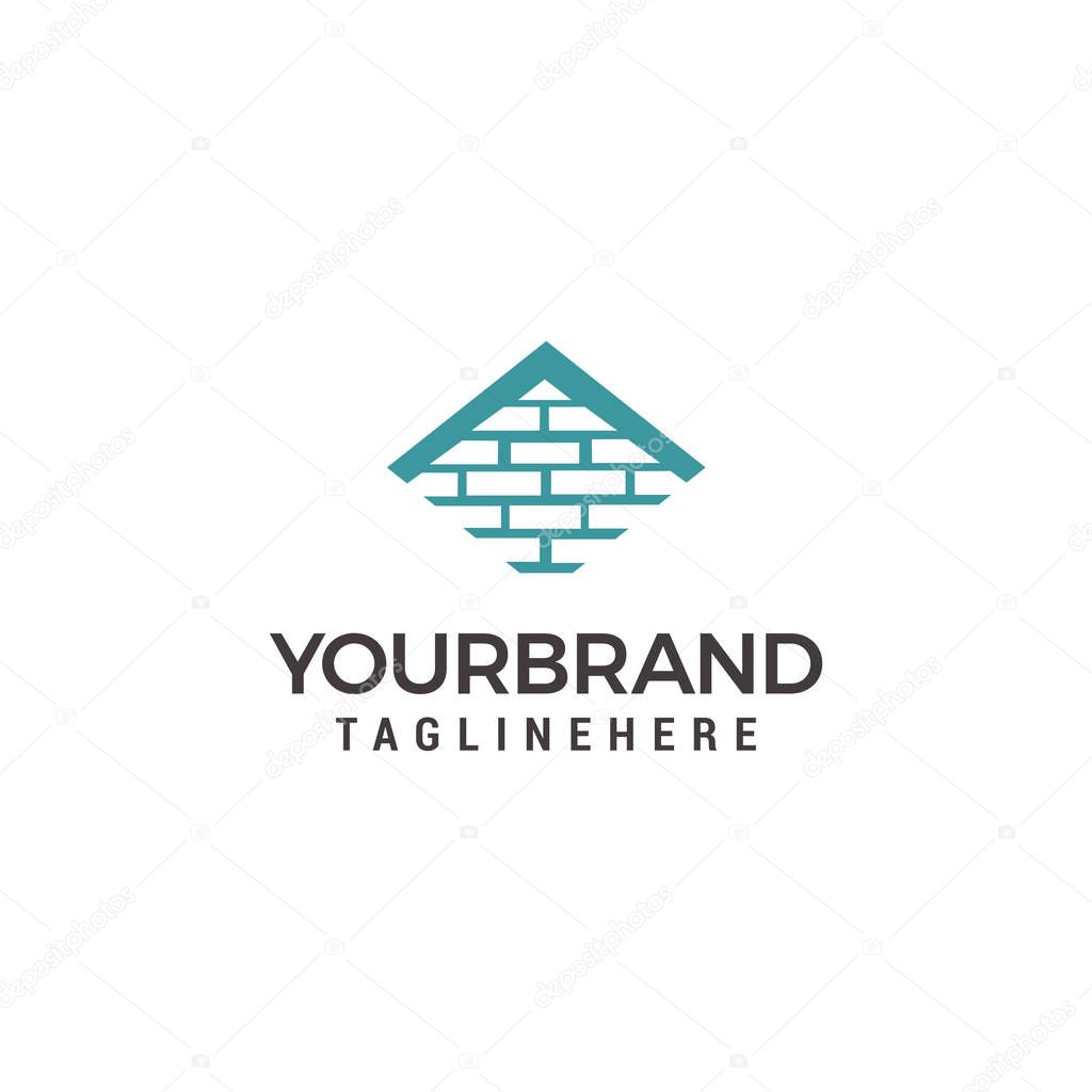 Vector logo template for real estate or building company. Illustration of roof of the house made of bricks