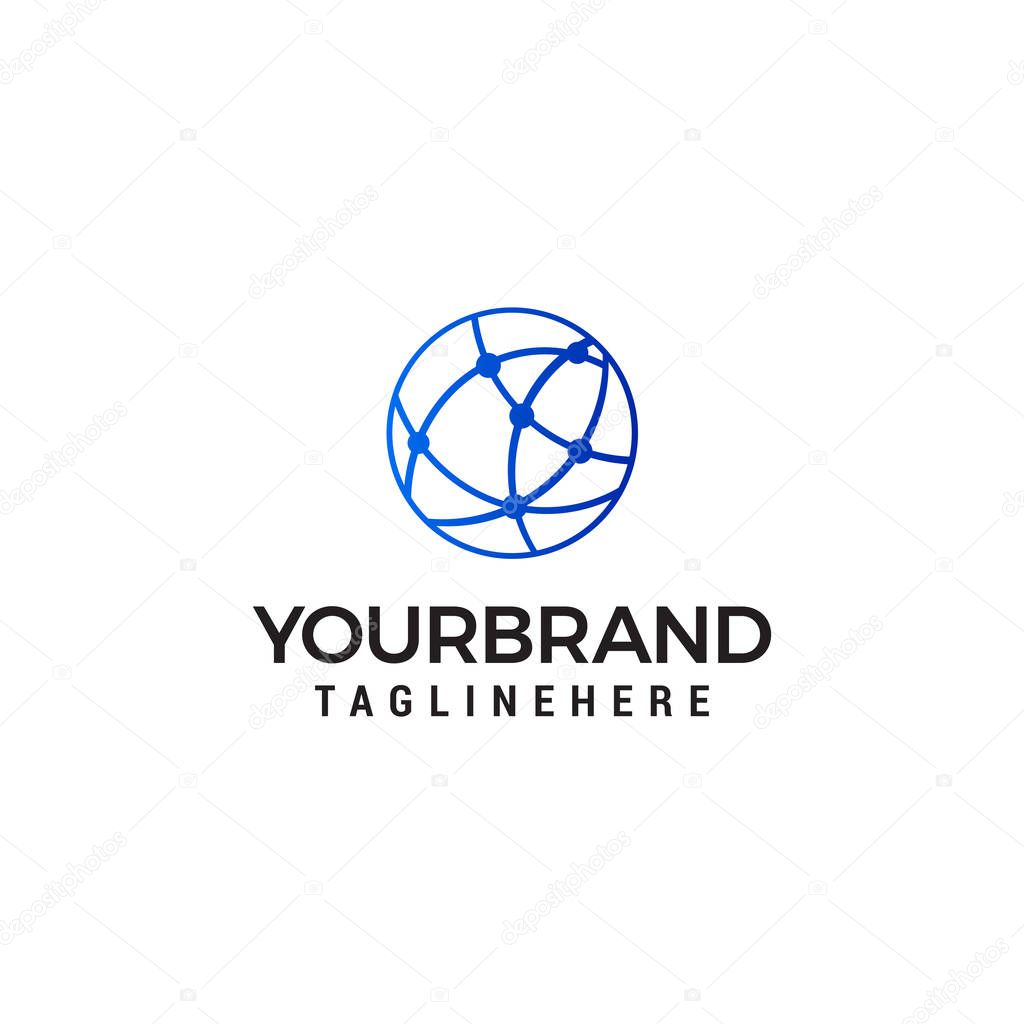 Dot globe connections network Logo template vector