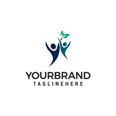 sağlıklı insanlar logosu, insan yaprak Logo şablonu