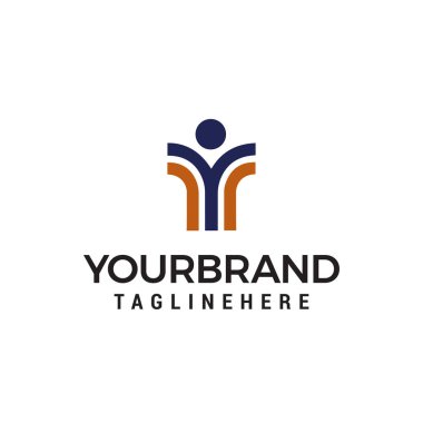 Soyut insan sembolü. Başarı, kutlama, başarı logo tasarım şablonu