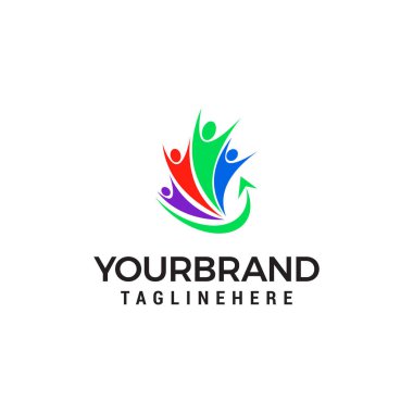 Soyut aile kutsal kişilerin resmi. Birlikte sembol logo tasarım şablonu