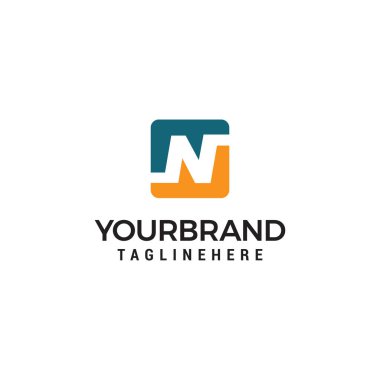 N harfi Logo tasarım şablonu kareler