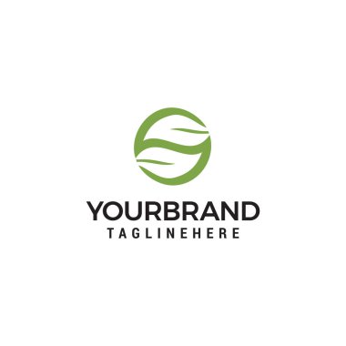S harfi yaprak logo tasarım öğesi