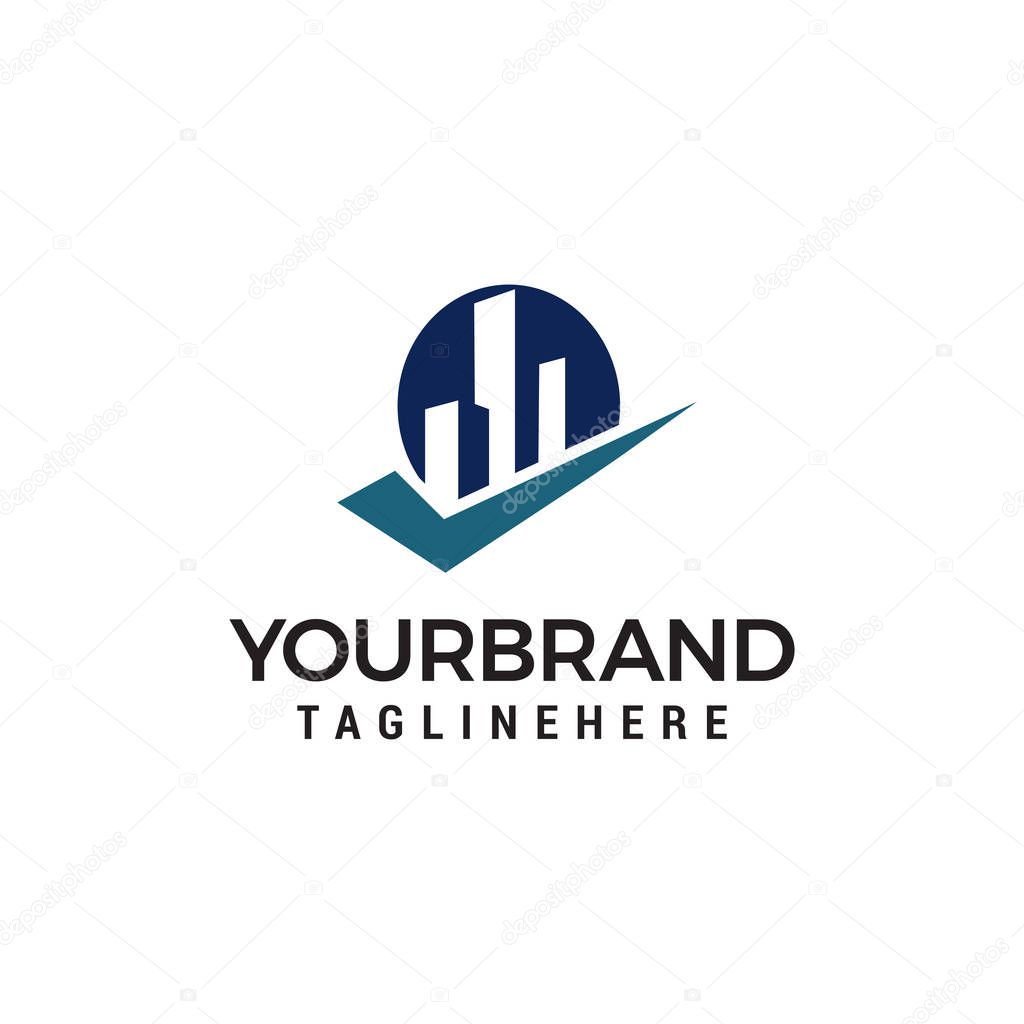 Building checkmark Logo Template design