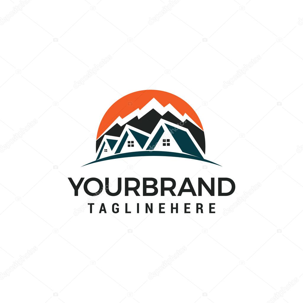 mountain house Logo Template vector illustration design