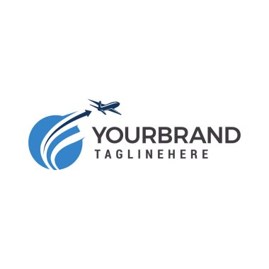 Logo tasarım şablonu öğeleri gezegen seyahat Logo, uçak fly