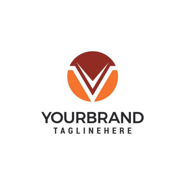 Harf V daire logo tasarım şablonu öğeleri