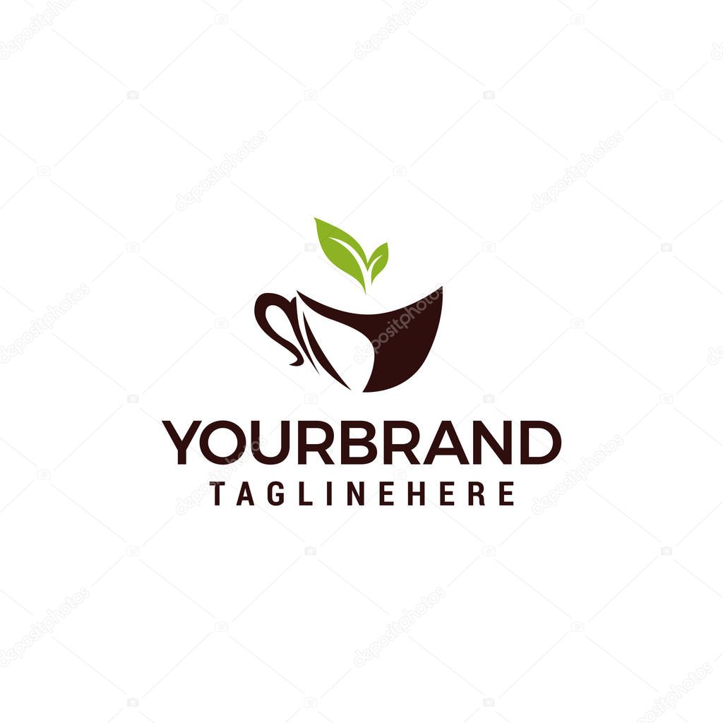 Vector icon symbols Nature Eco Coffee with leaf logo design template elements