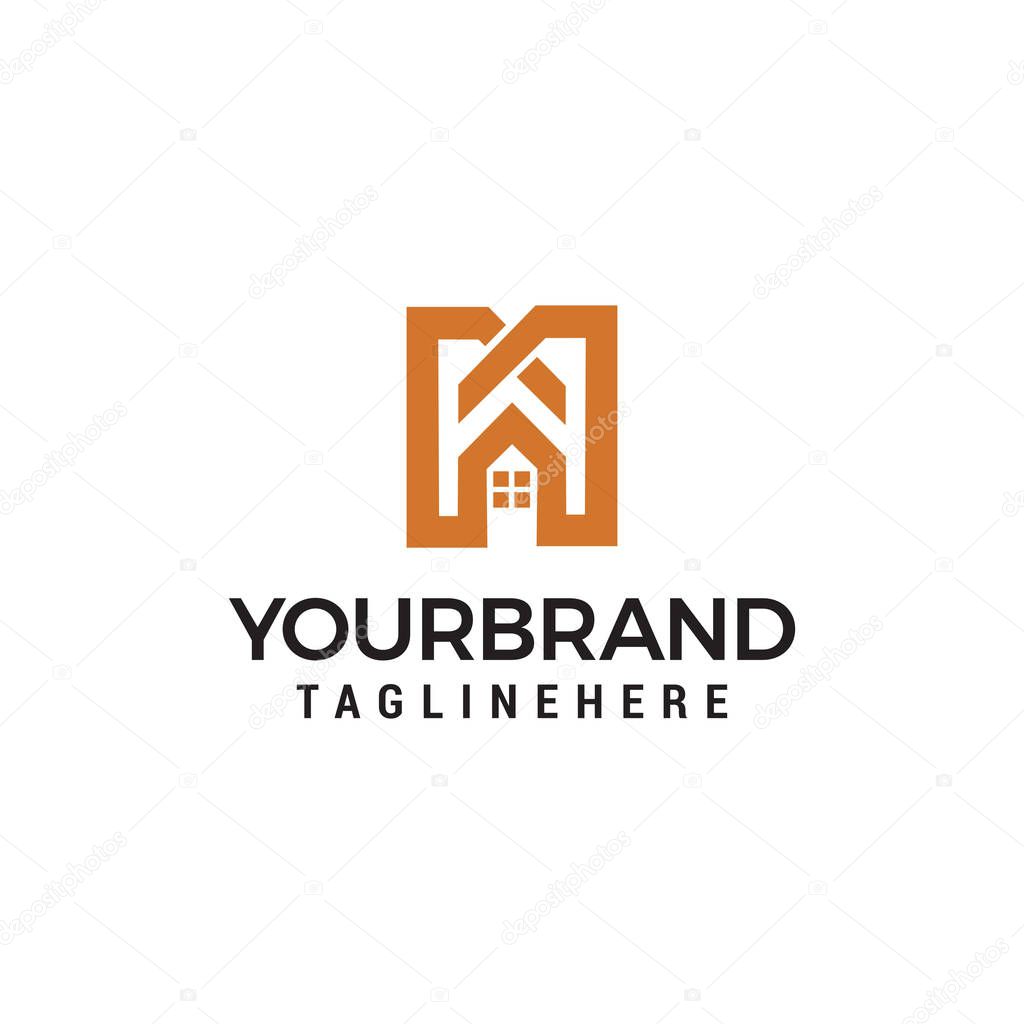 Letter M real estate sign logo icon design template