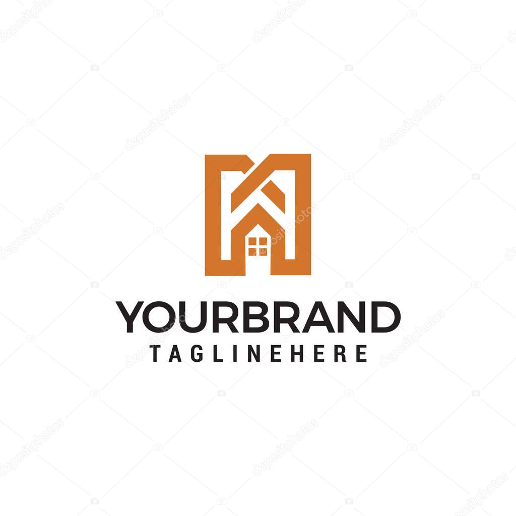 Letter M real estate sign logo icon design template