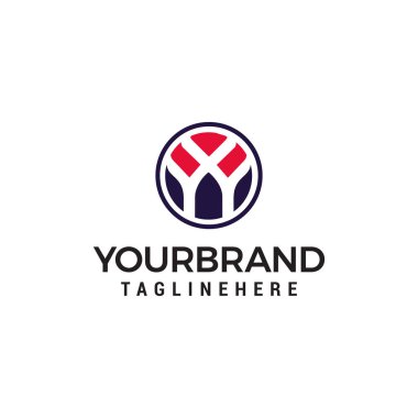 ilk harf Y logo daire şekli tasarım şablonu içinde