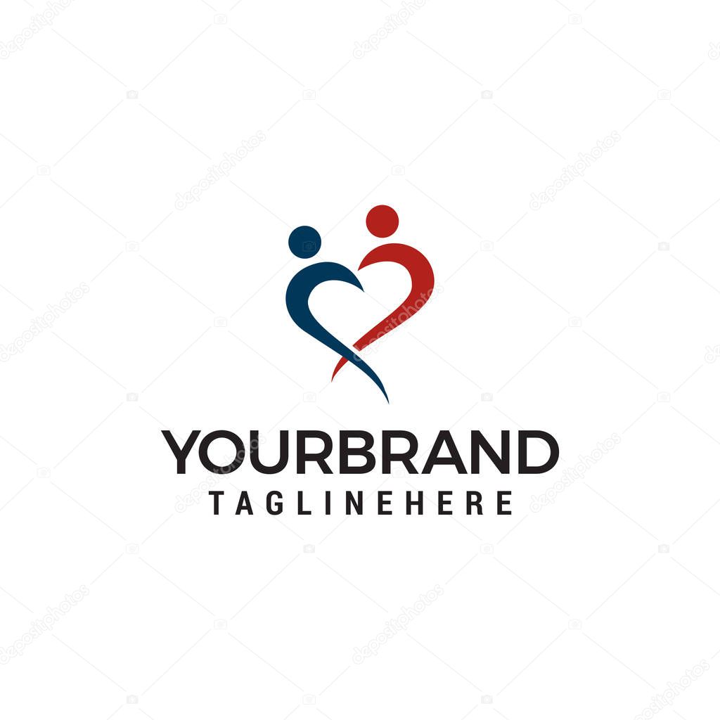 Love Couple connection joined icon simple elements logo Design Template