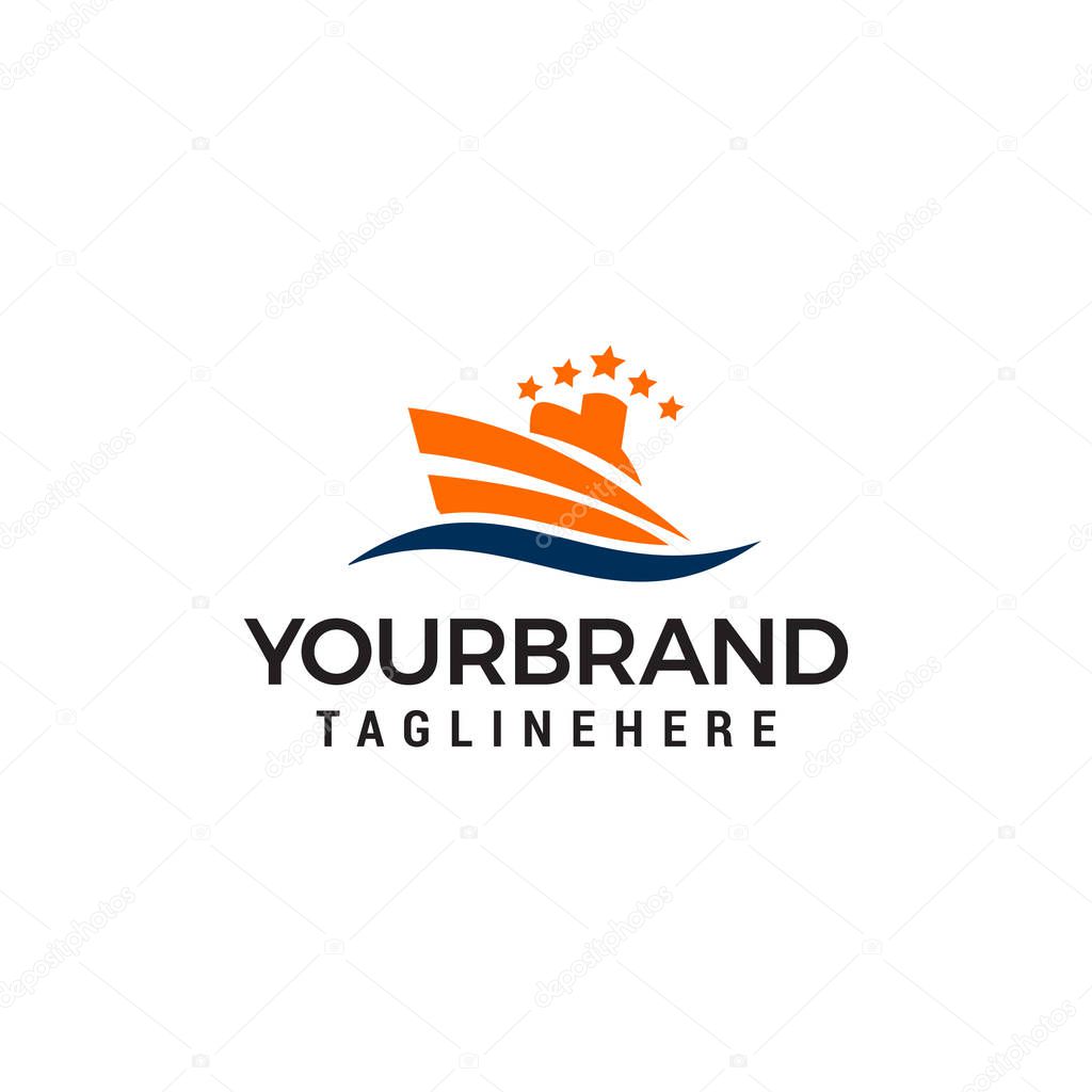 Ship logo, nautical sailing boat logo design concept template