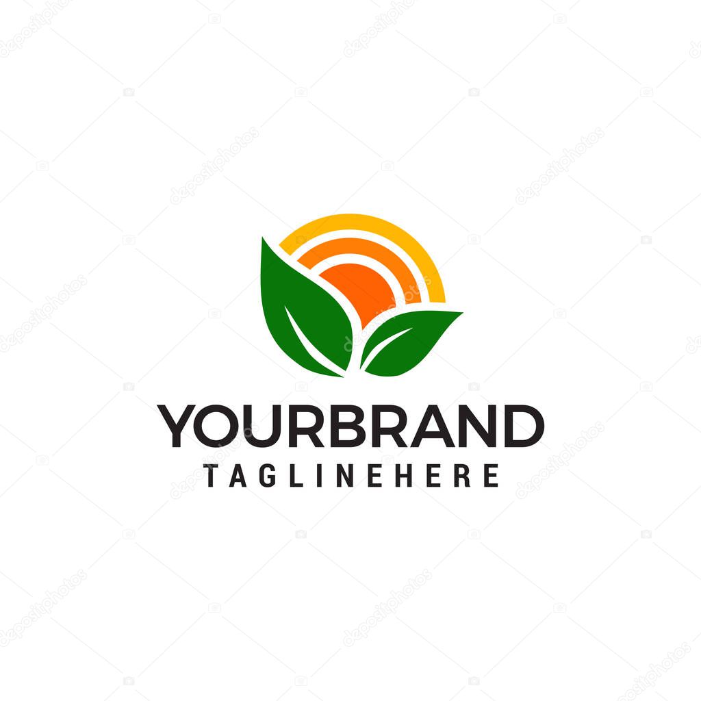 Nature Green Landscape Sunrise logo design concept template