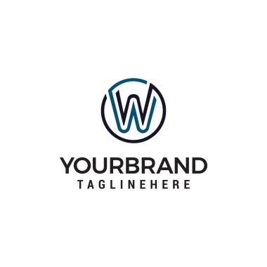 Mektup W logo, daire şekli sembolü kavramı şablonu tasarlıyor.