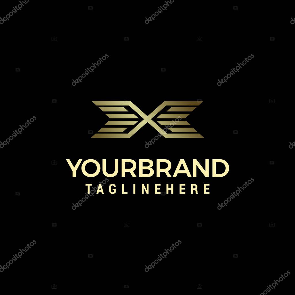 Luxury letter x with wings logo designs concept template