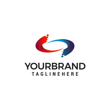 Rotasyon teknolojisi piksel logo tasarım kavramı vektör