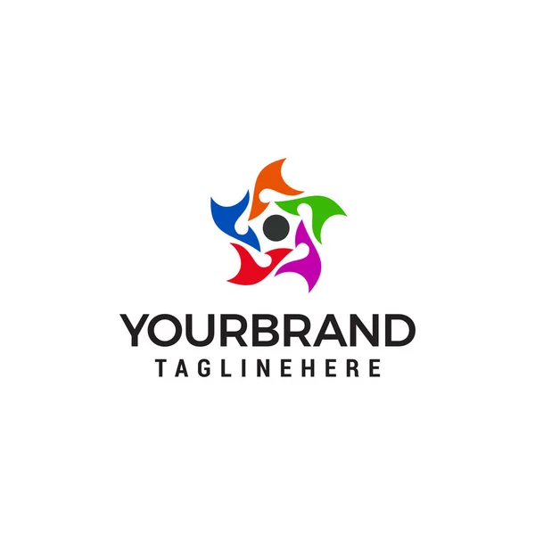 Cinque persone stella business logo design modello vettoriale — Vettoriale Stock