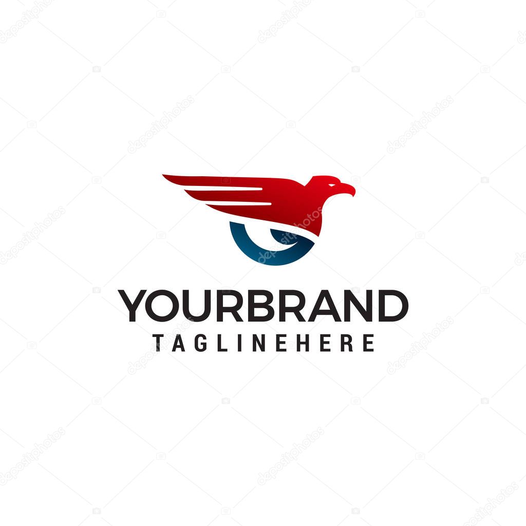 Eagle flying letter G logo design concept template vector